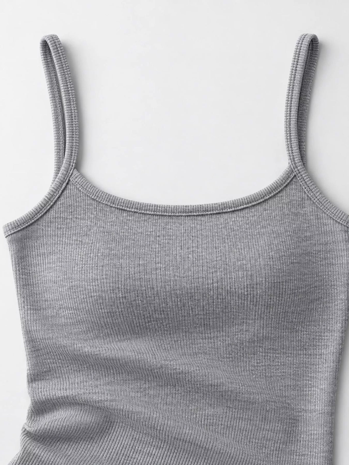 Slim-Fit Ribbed Square Neck Cami Top — garment construction details