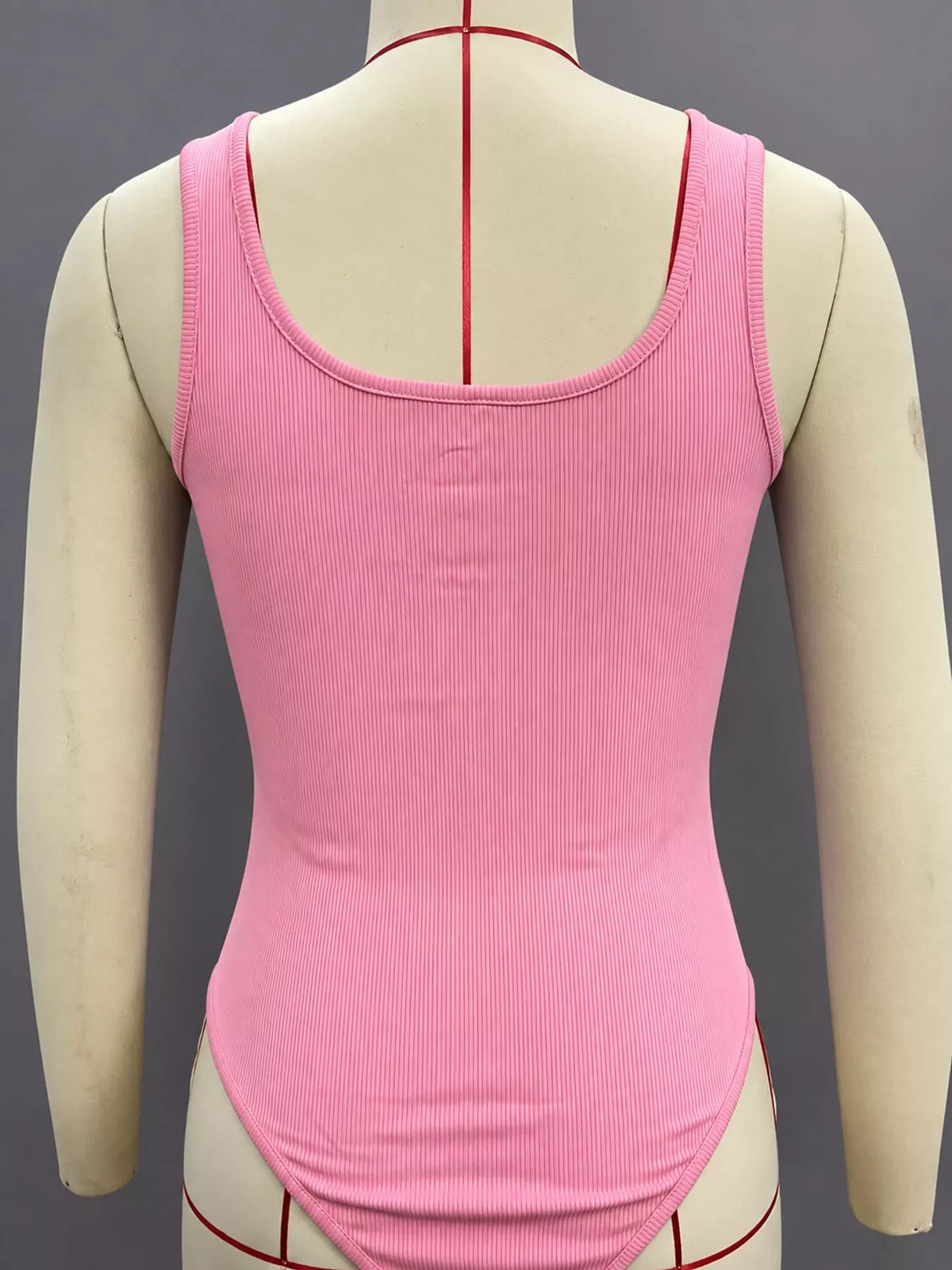 Ribbed bodysuit, pink mannequin back