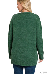 Trendsi Zenana Open Front Sweater Cardigan -
