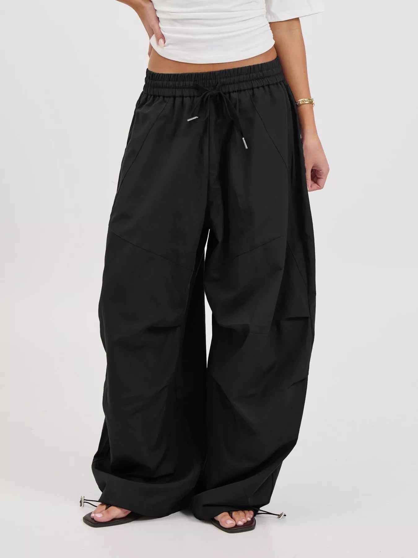 Trendsi Drawstring Wide Leg Pants -