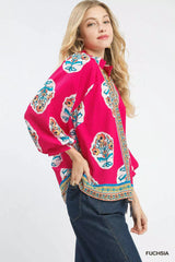 Trendsi Umgee Boho Floral Print Tunic Blouse -