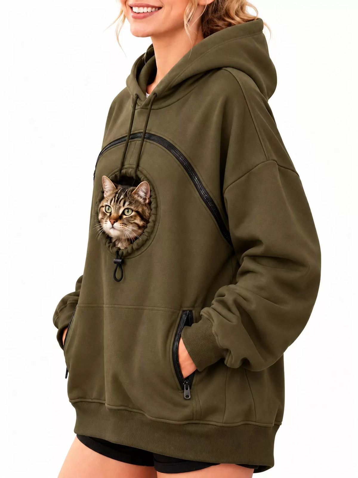 Army Green kangaroo pet pouch hoodie