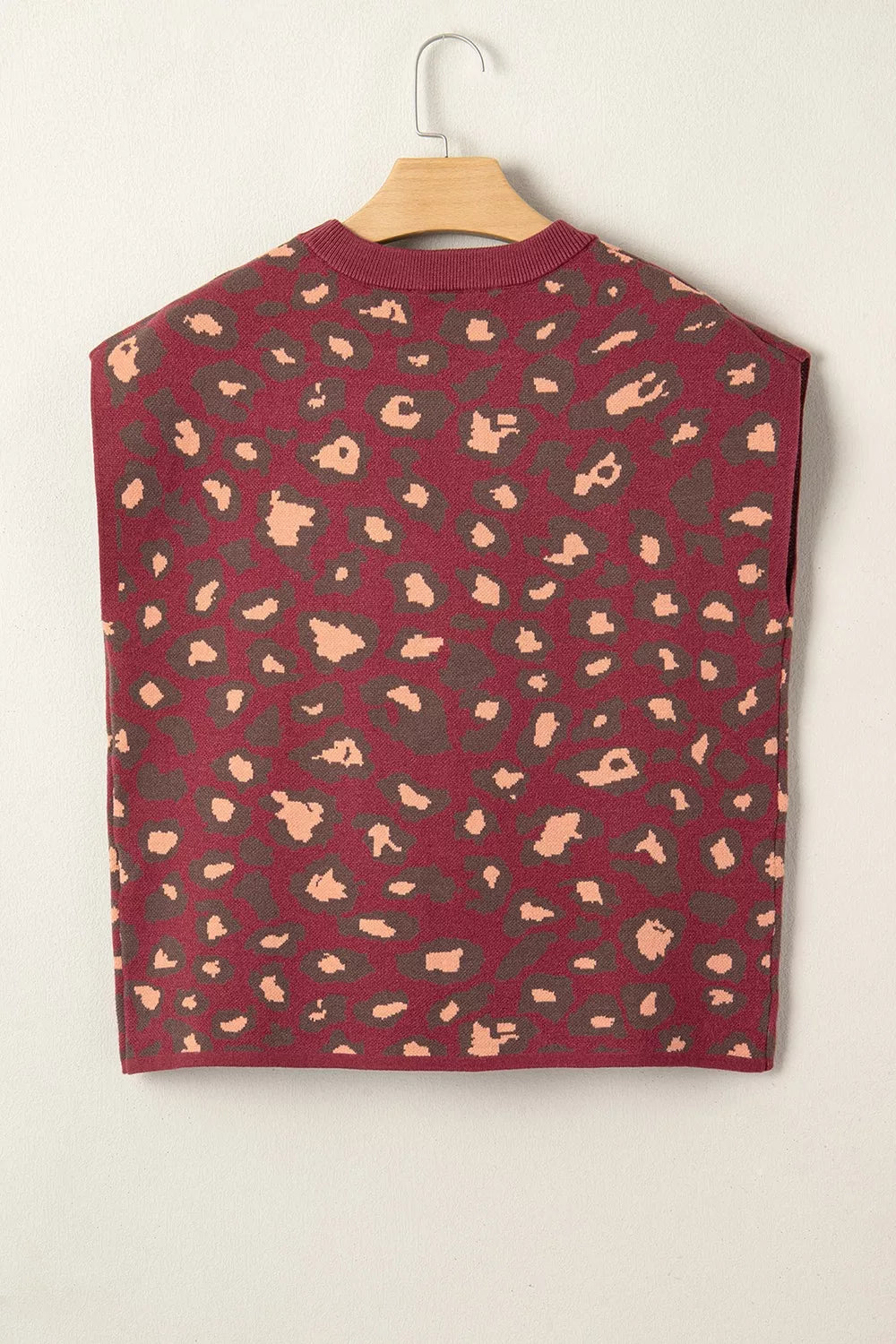 Trendsi Leopard Print Cap Sleeve Knit Top -
