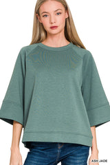 Trendsi Zenana Scuba 3/4 Sleeve Pullover -