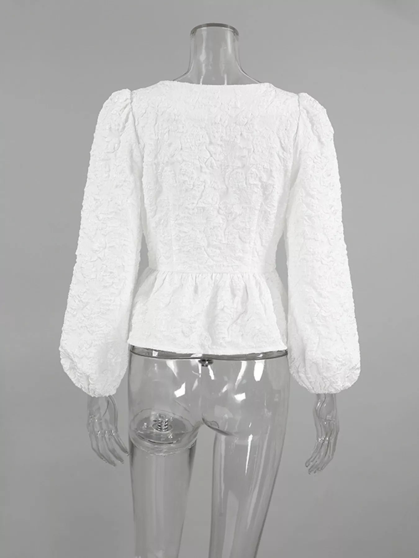 Trendsi Square Neck Textured Peplum Blouse -