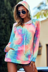 Trendsi BiBi Tie Dye French Terry Hoodie with Kangaroo Pocket -