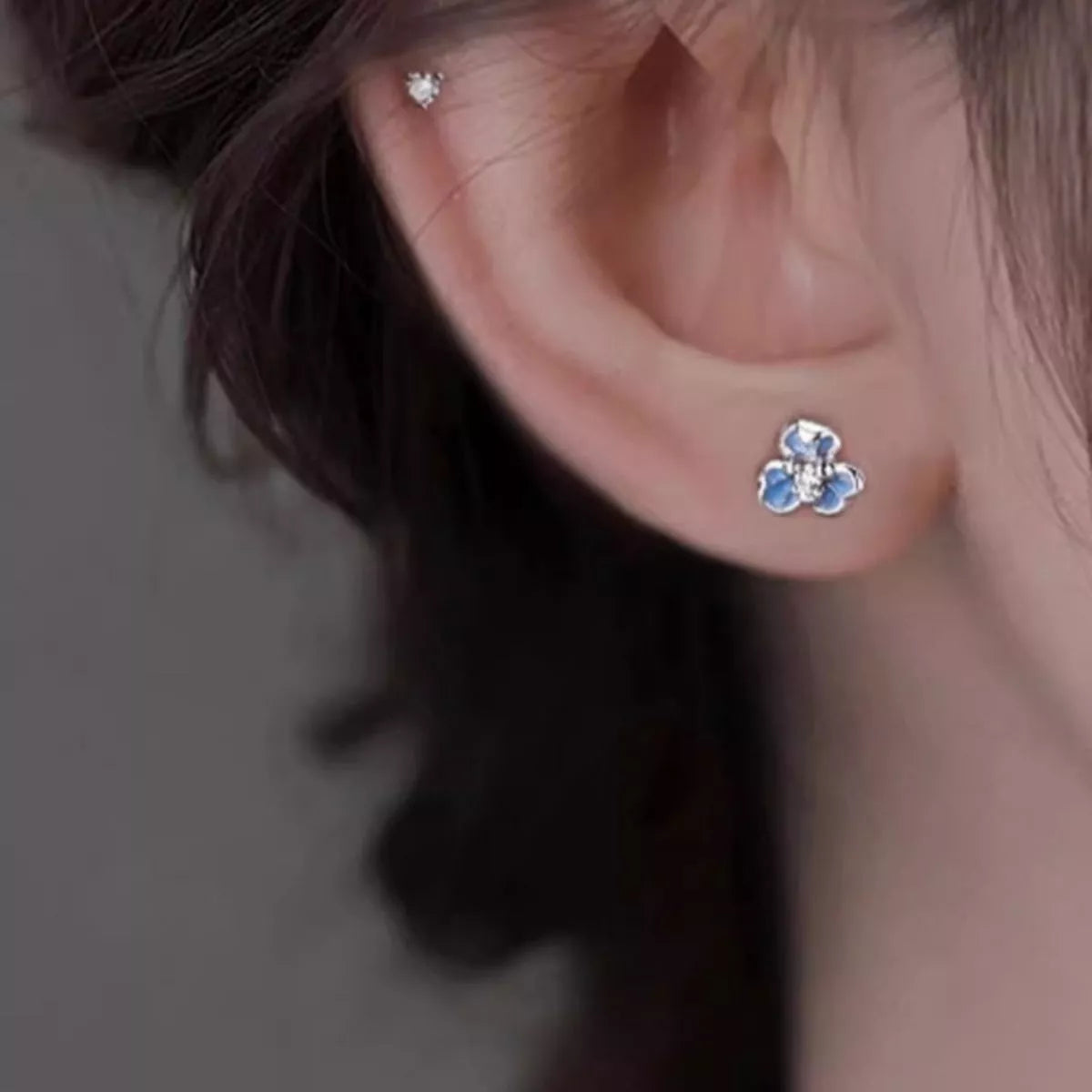 Trendsi 999 Sterling Silver Flower Stud Earrings -