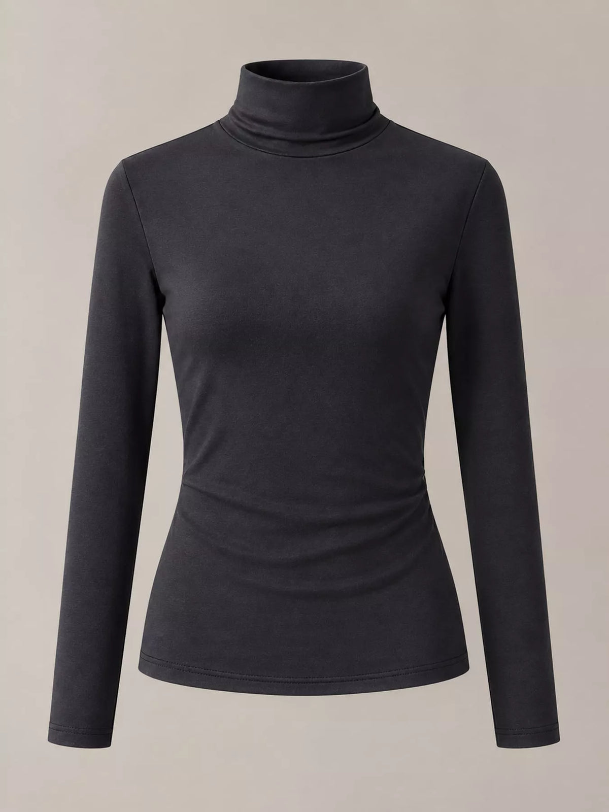Slim-Fit Mock Neck Long Sleeve T-Shirt — garment front