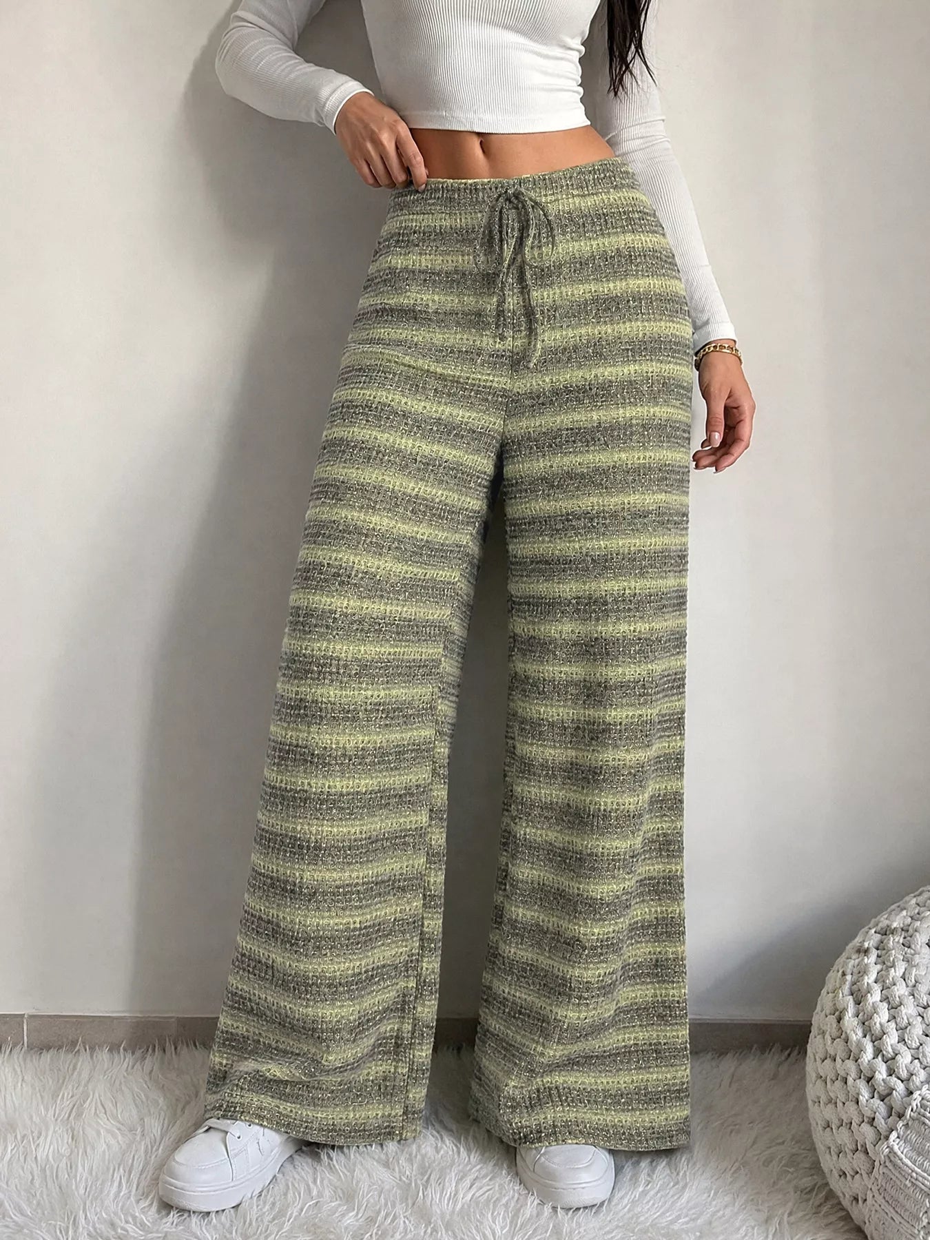 Trendsi Striped Knit Wide-Leg Pants -