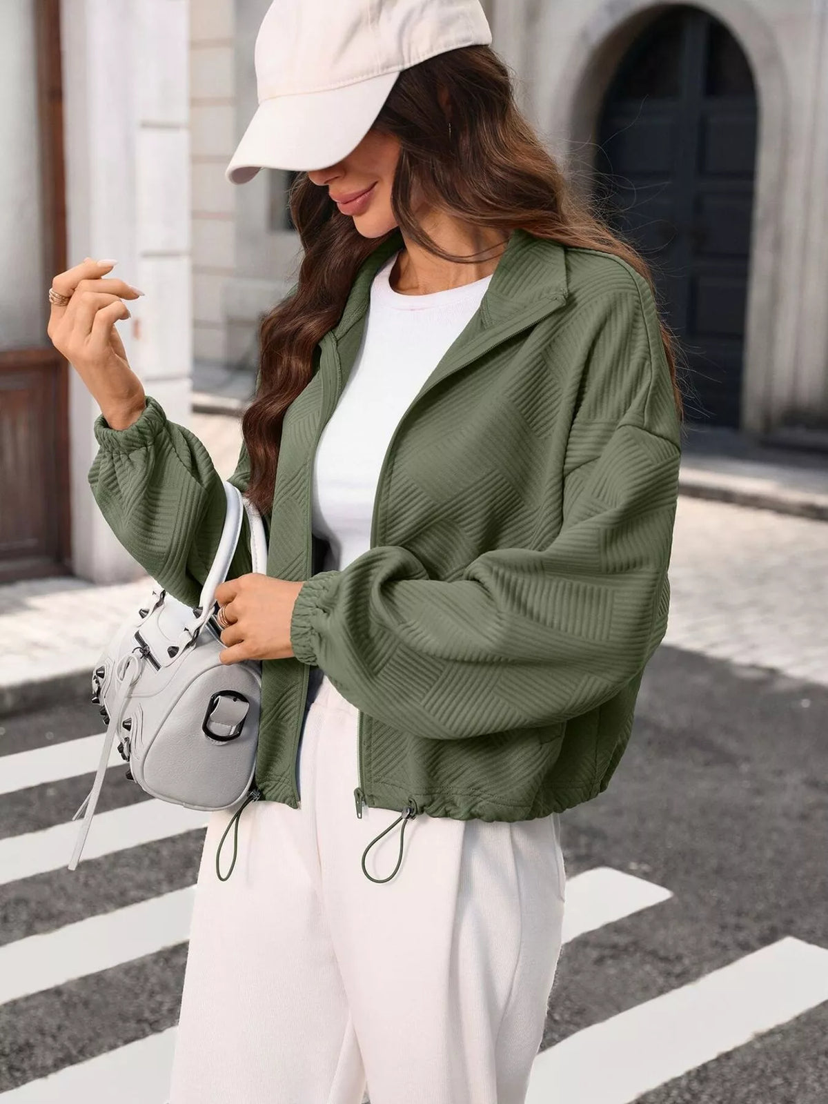 Trendsi Textured Zip-Up Casual Jacket -