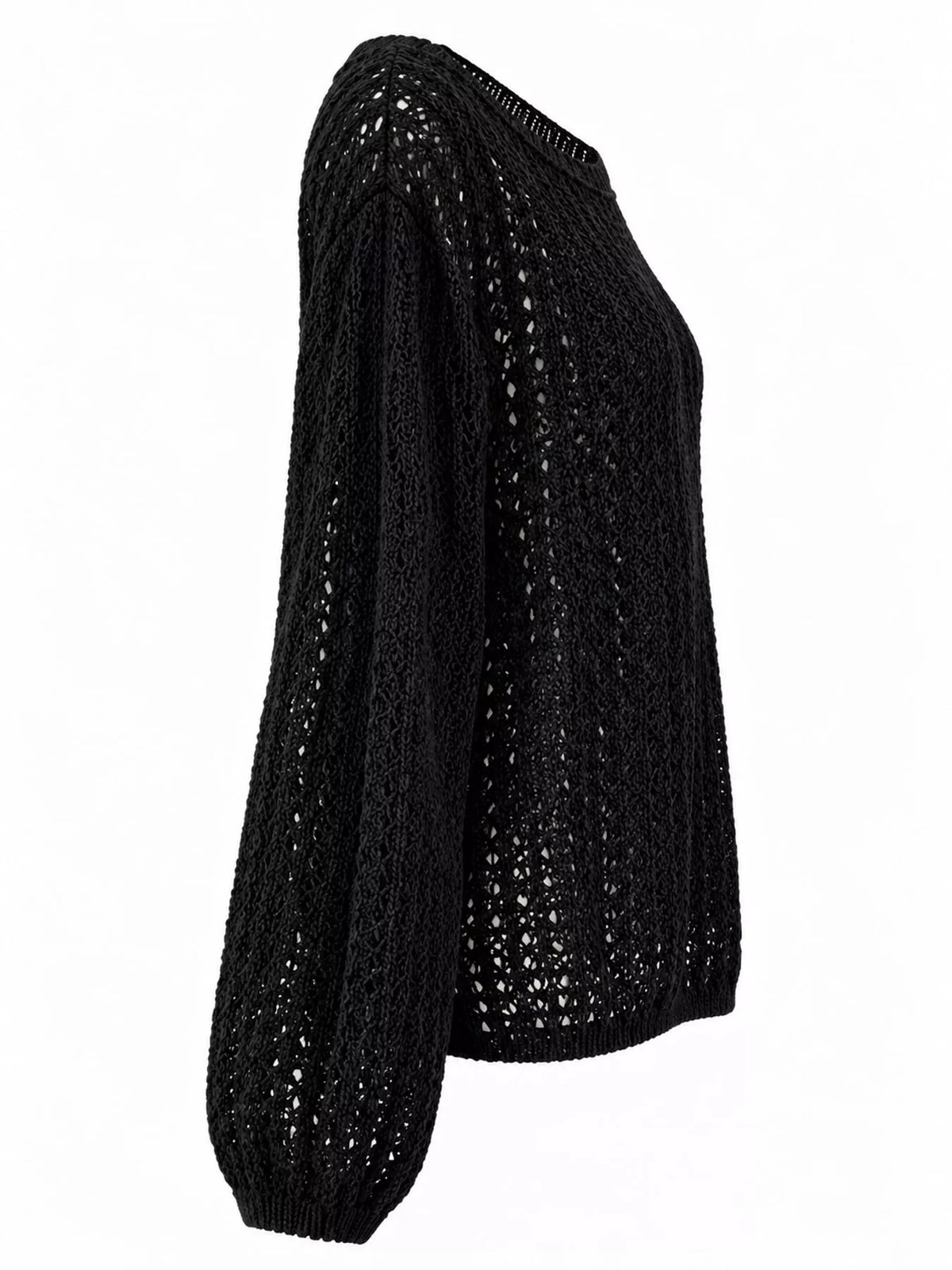 Black openwork knit cover-up top