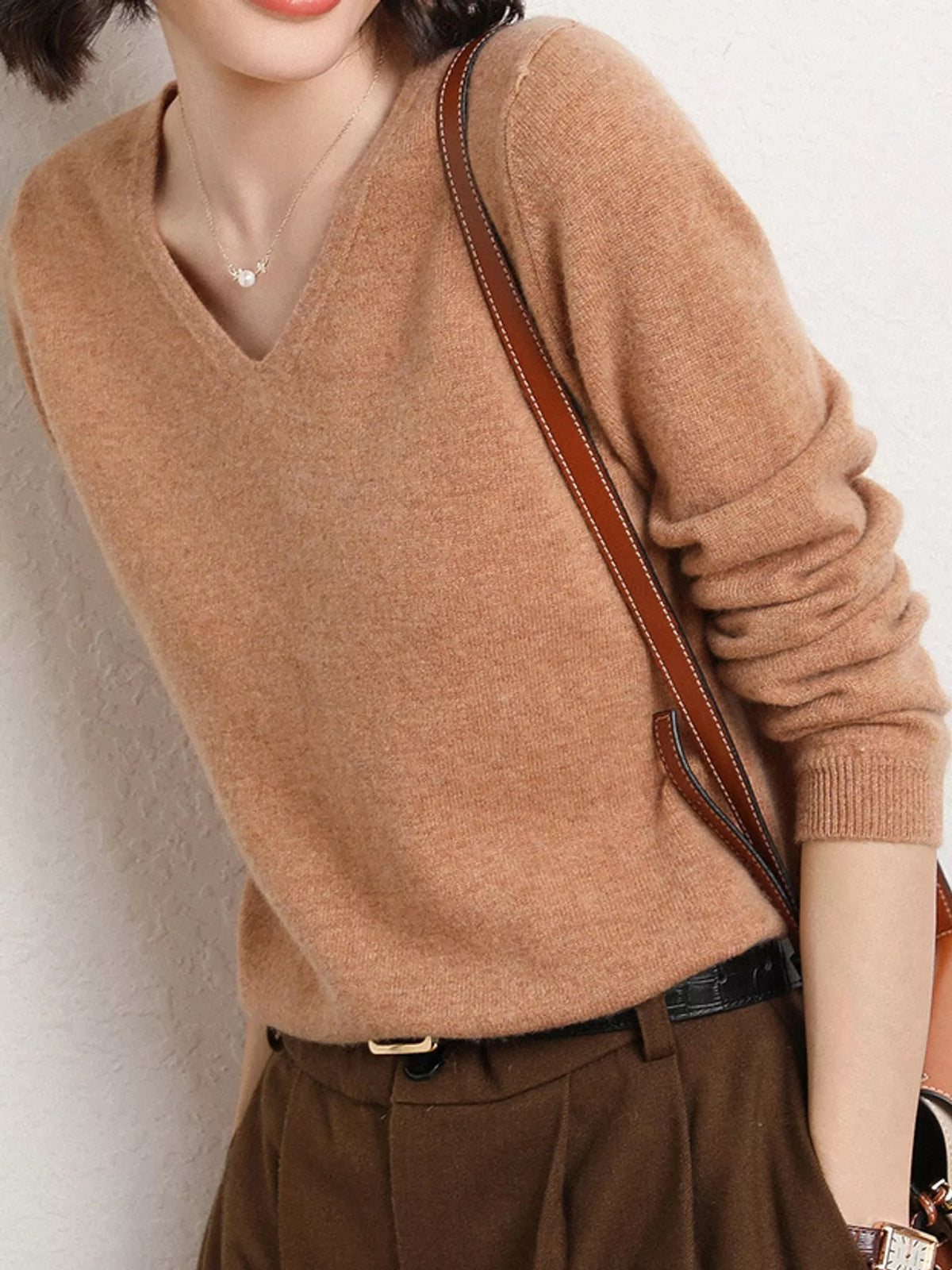 Golden Camel v-neck long sleeve knit top