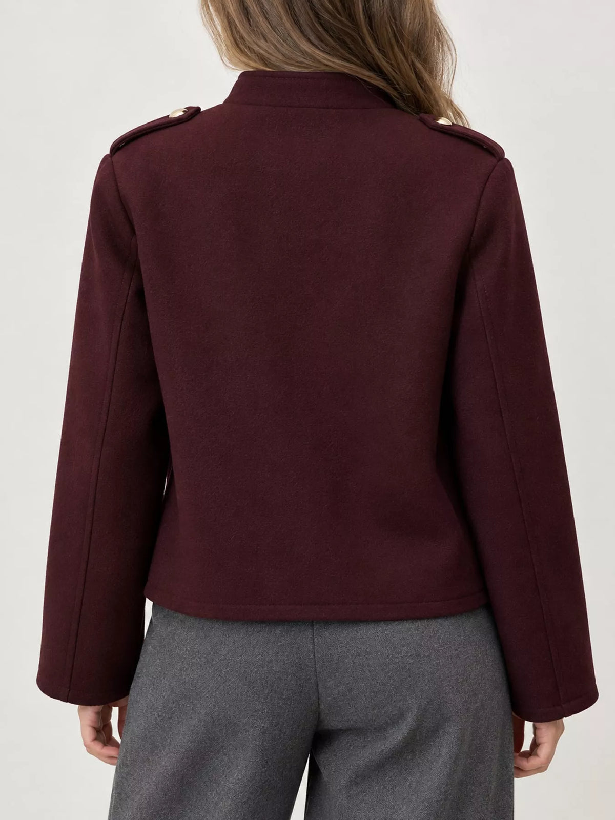 Snap-Front Cropped Jacket — back view