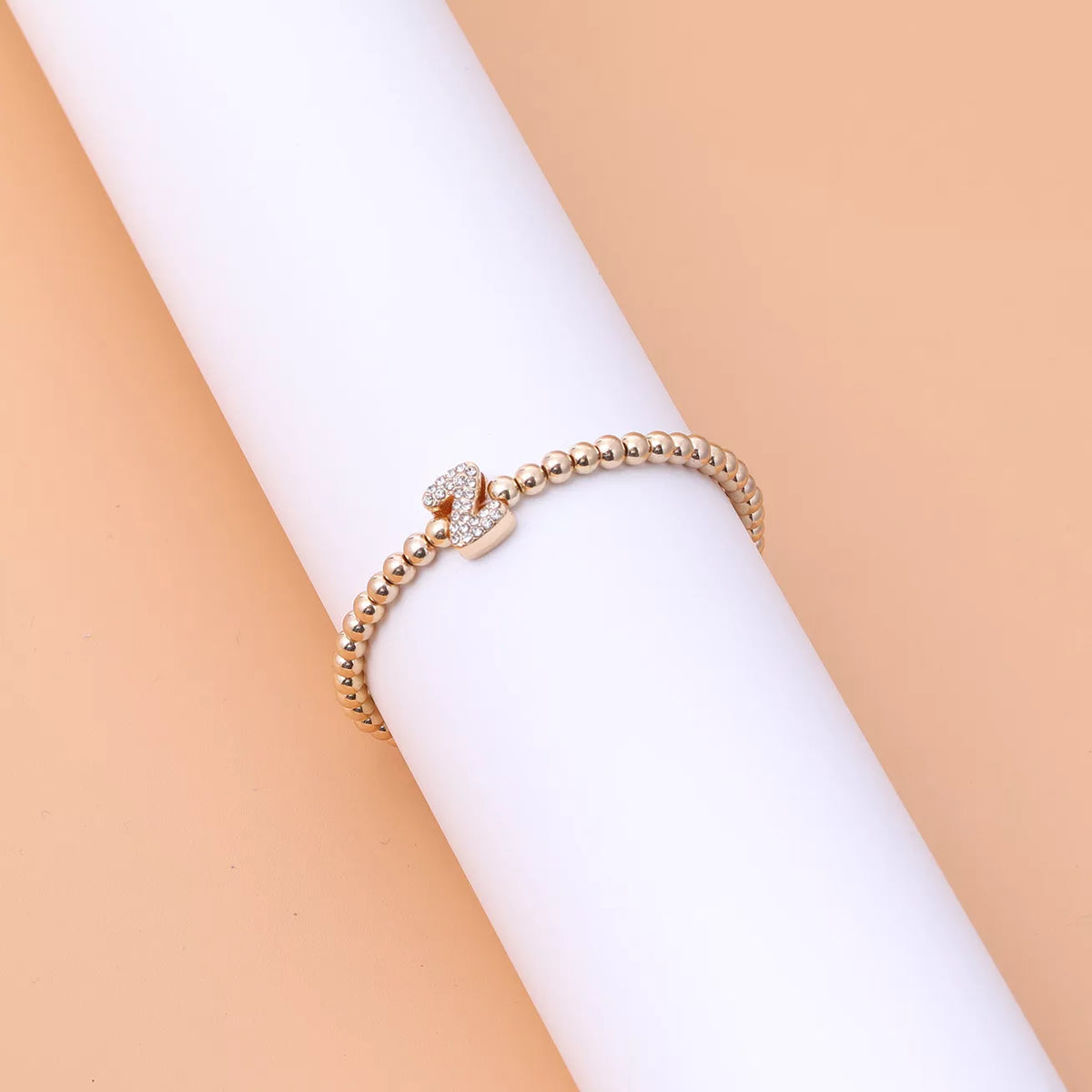 Gold-plated bead letter bracelet
