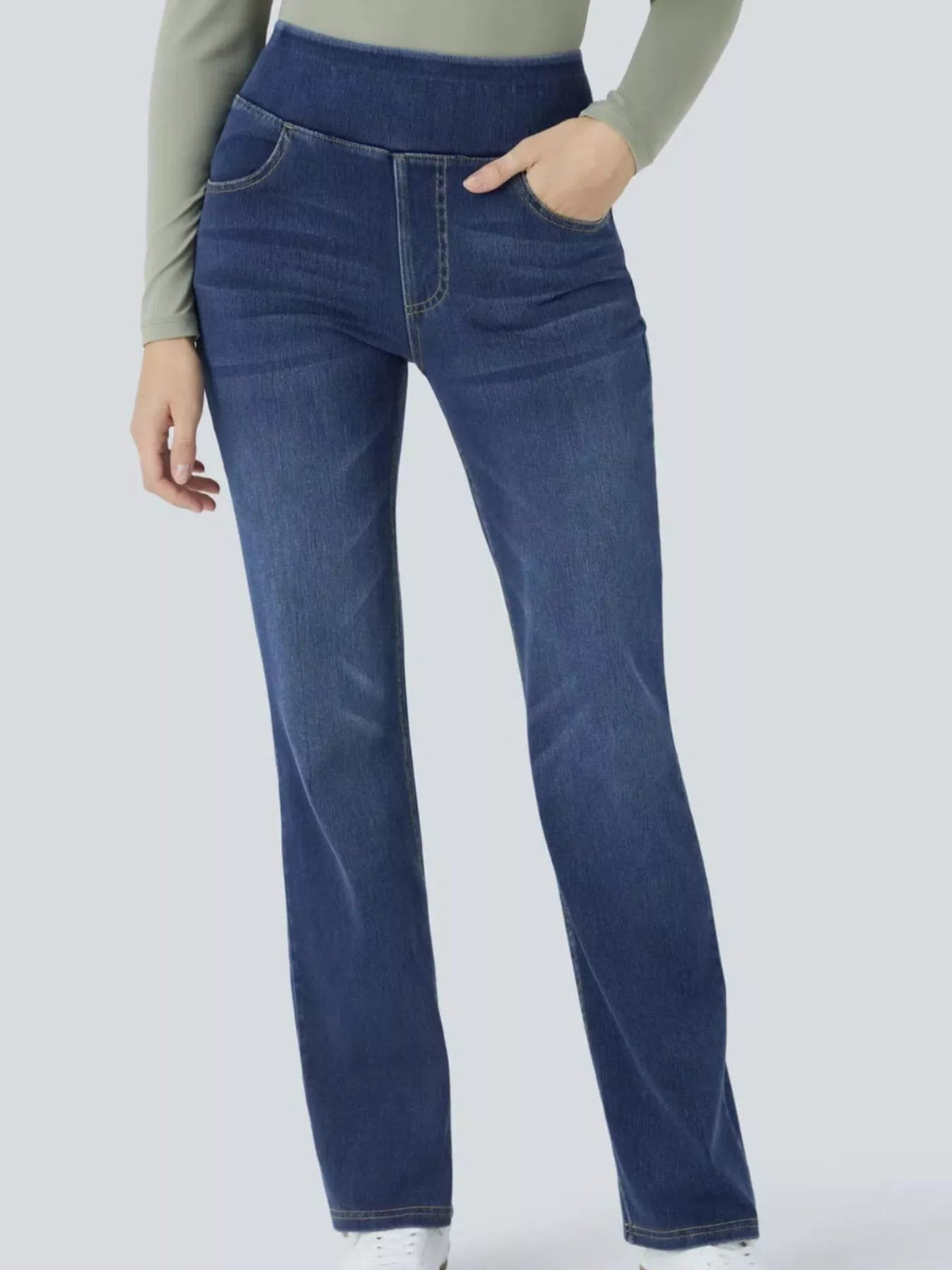 High-Waisted Flared Jeans — front view
