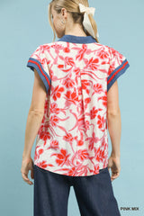 Trendsi Umgee Floral Split Neck Top -