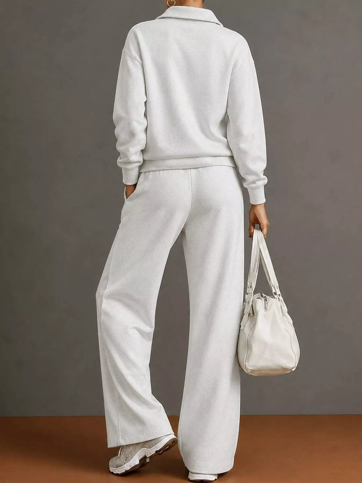 Collared long sleeve outfit set, back view