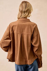 Trendsi BiBi Corduroy Relaxed Fit Shacket with Back Pleat -