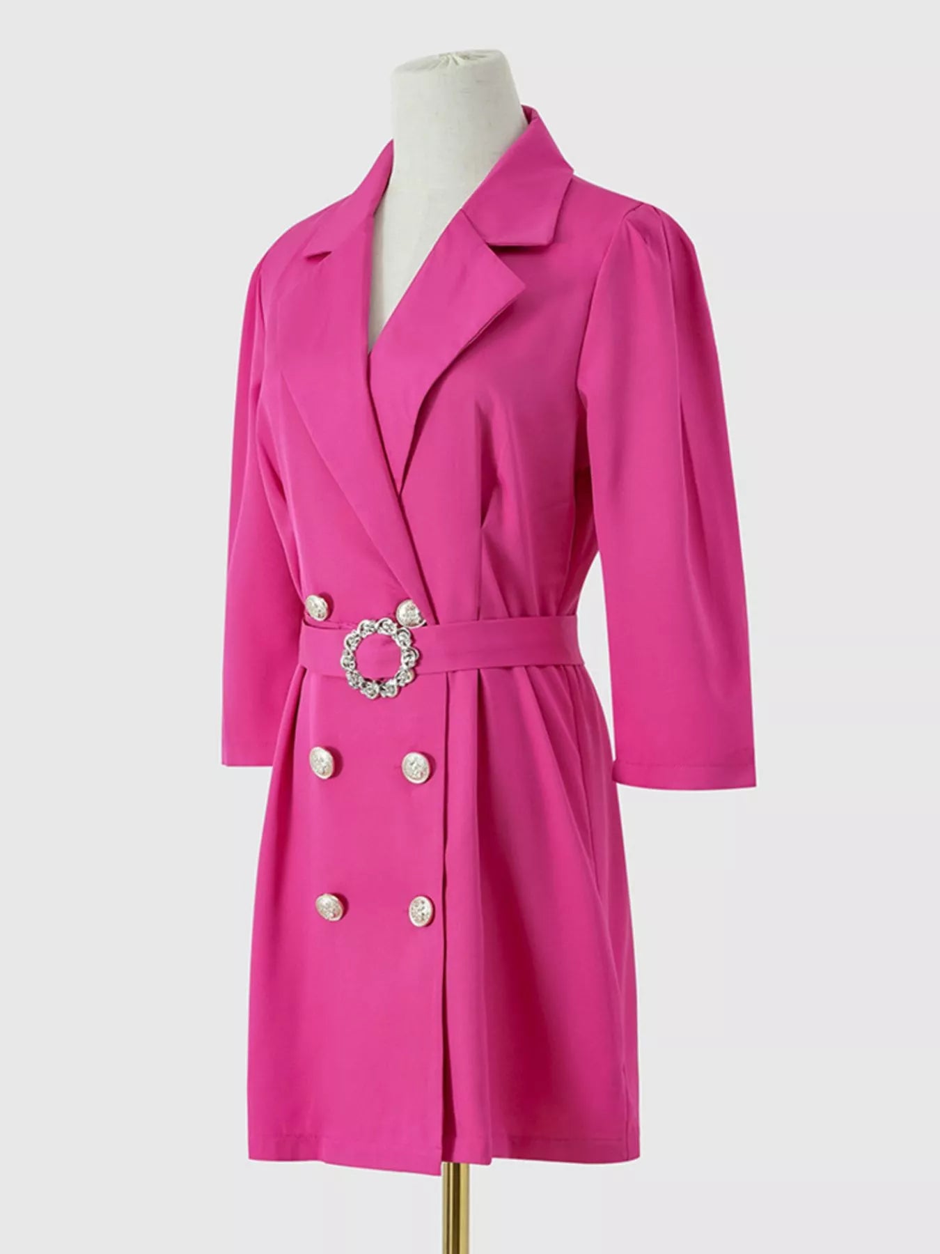 Trendsi Double-Breasted Blazer Dress with Embellished Belt -
