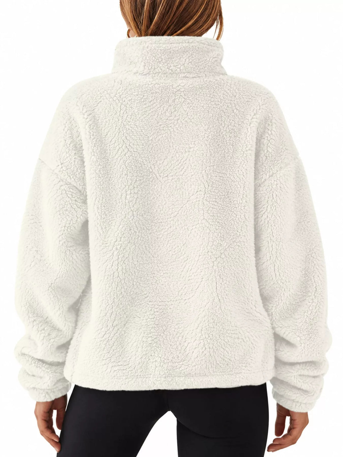 Sherpa quarter-zip sweatshirt, white back