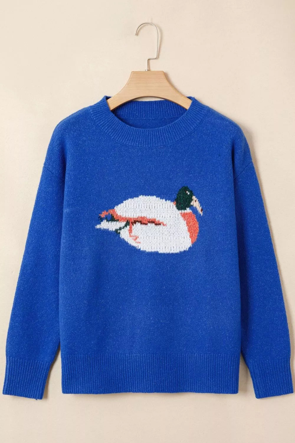 Trendsi Duck Graphic Drop Shoulder Long Sleeve Sweater -