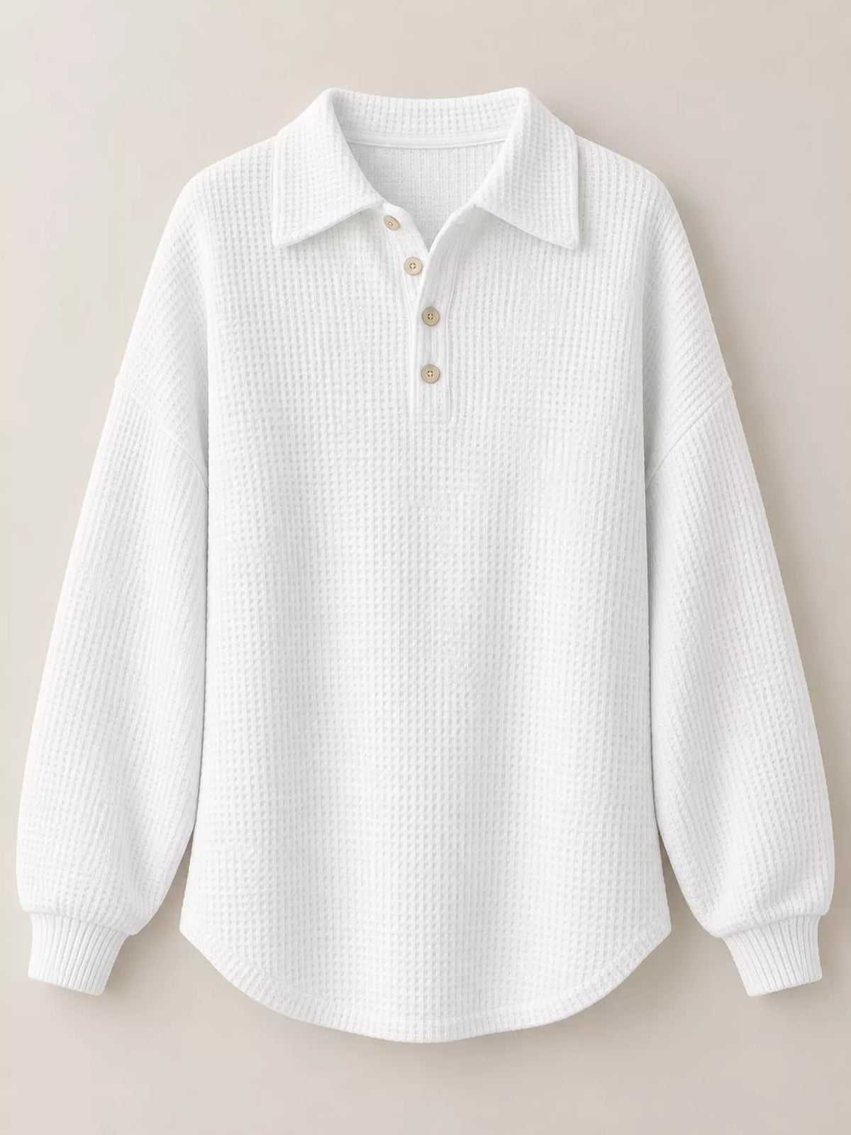 Waffle Knit Quarter-Button Polo T-Shirt — garment front