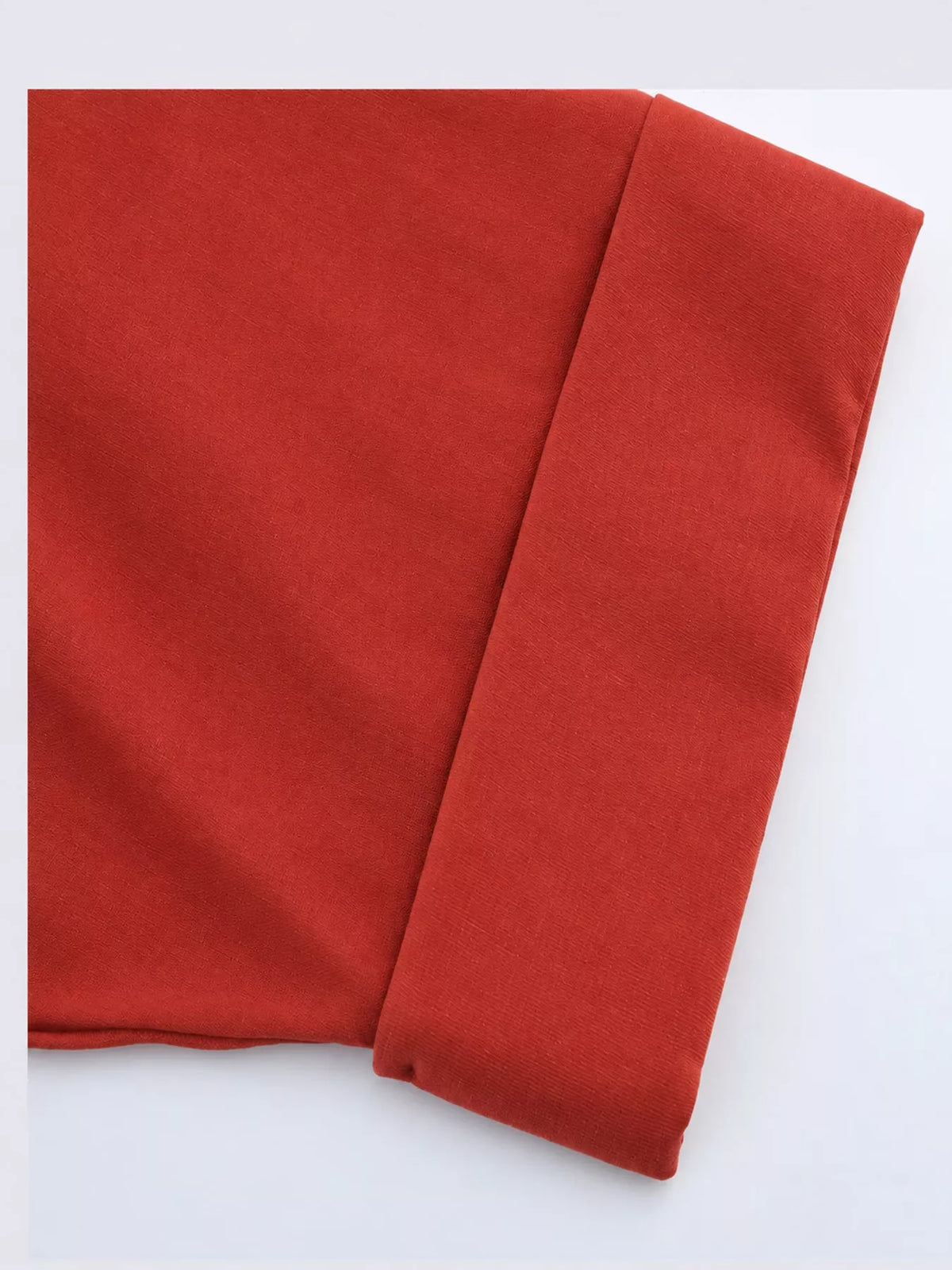 Orange Red button-up three-quarter sleeve shirt
