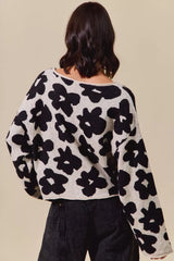 Trendsi SO ME Loose Fit Flower Lightweight Sweater Top -