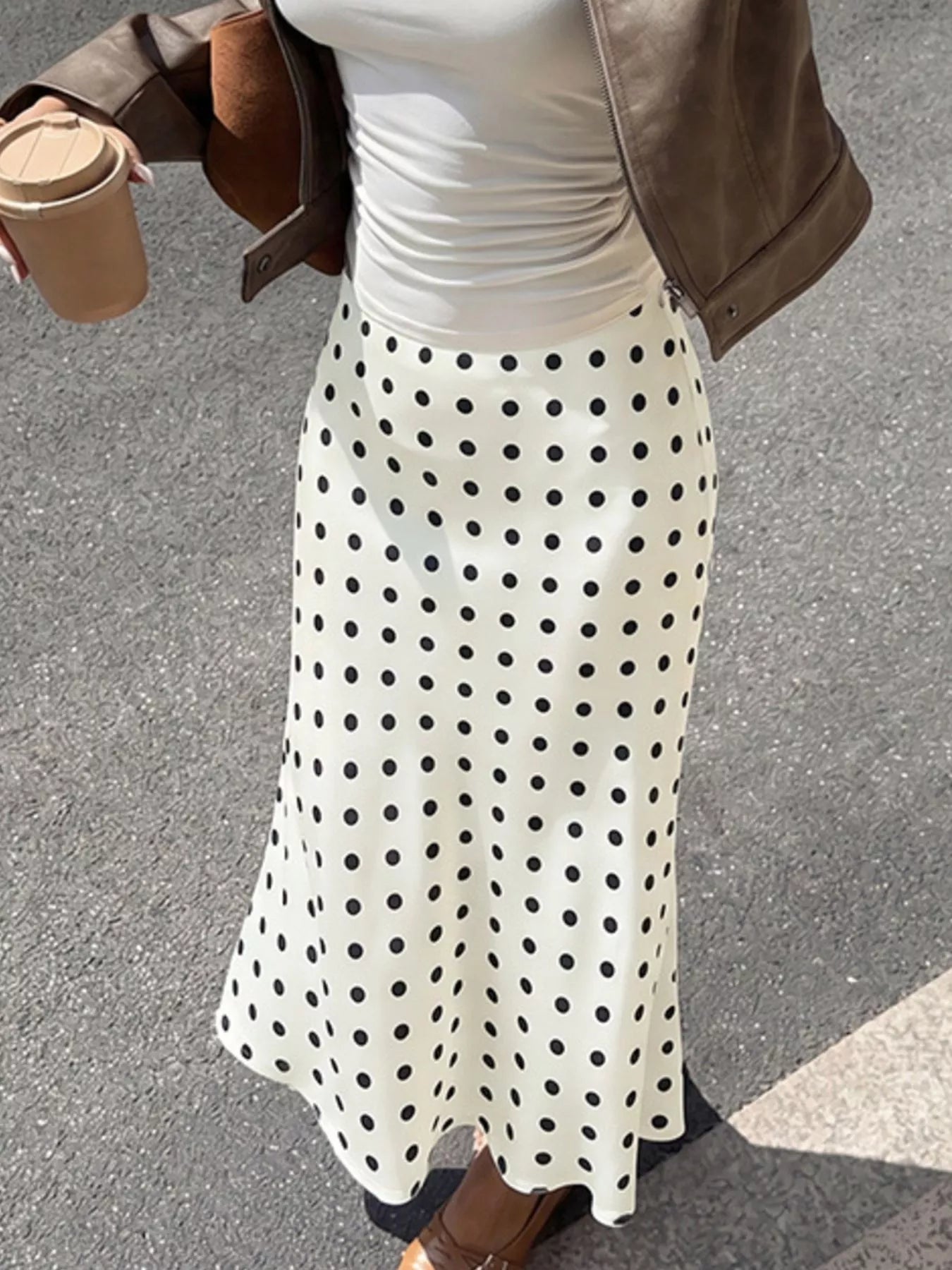 Trendsi Polka Dot Midi Skirt -