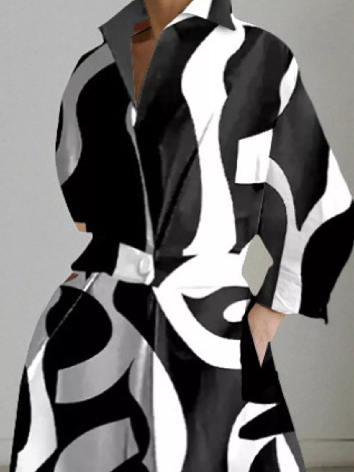 Collared Three-Quarter Sleeve Midi Shirt Dress — construction details