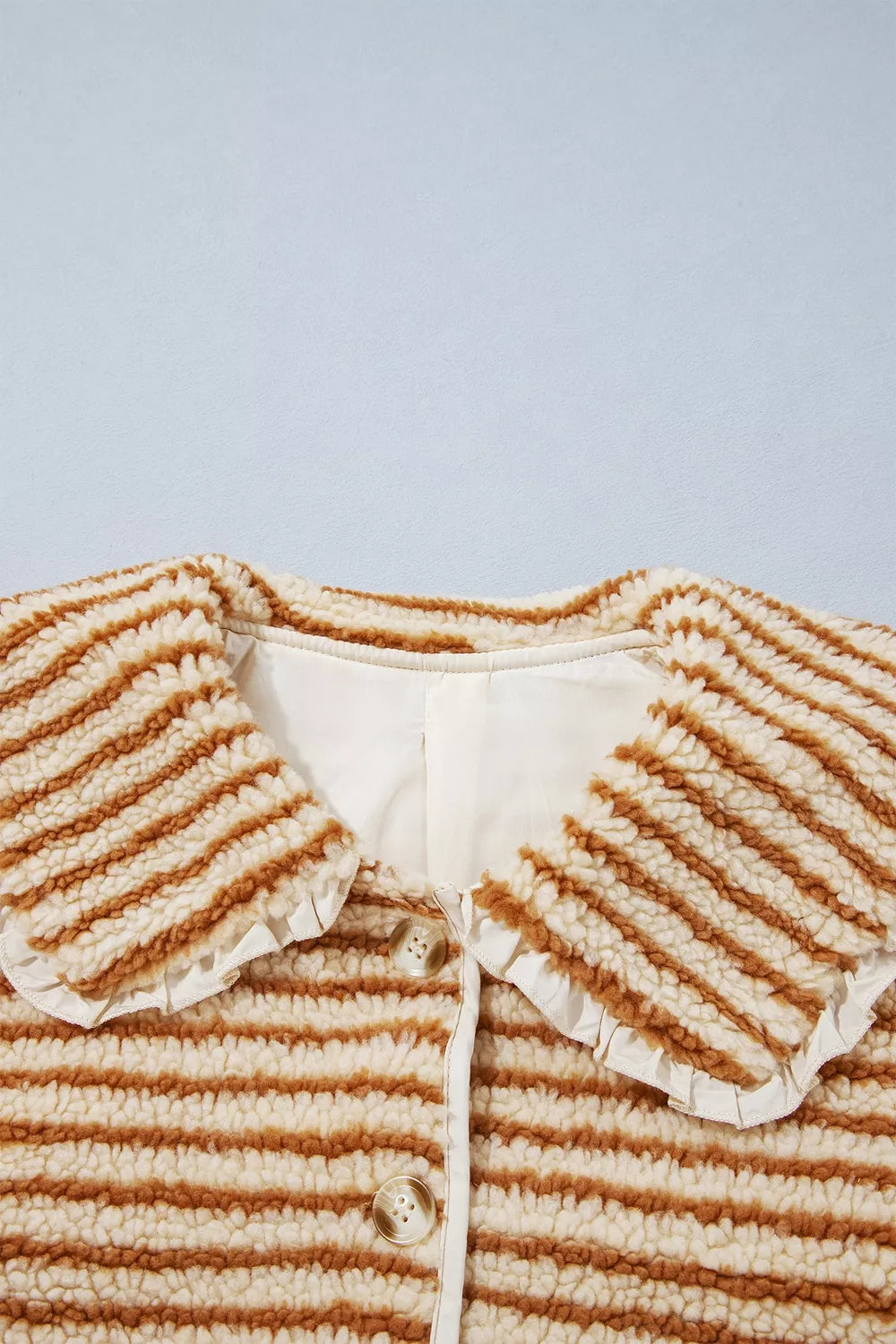 Striped fleece jacket, front collar detail