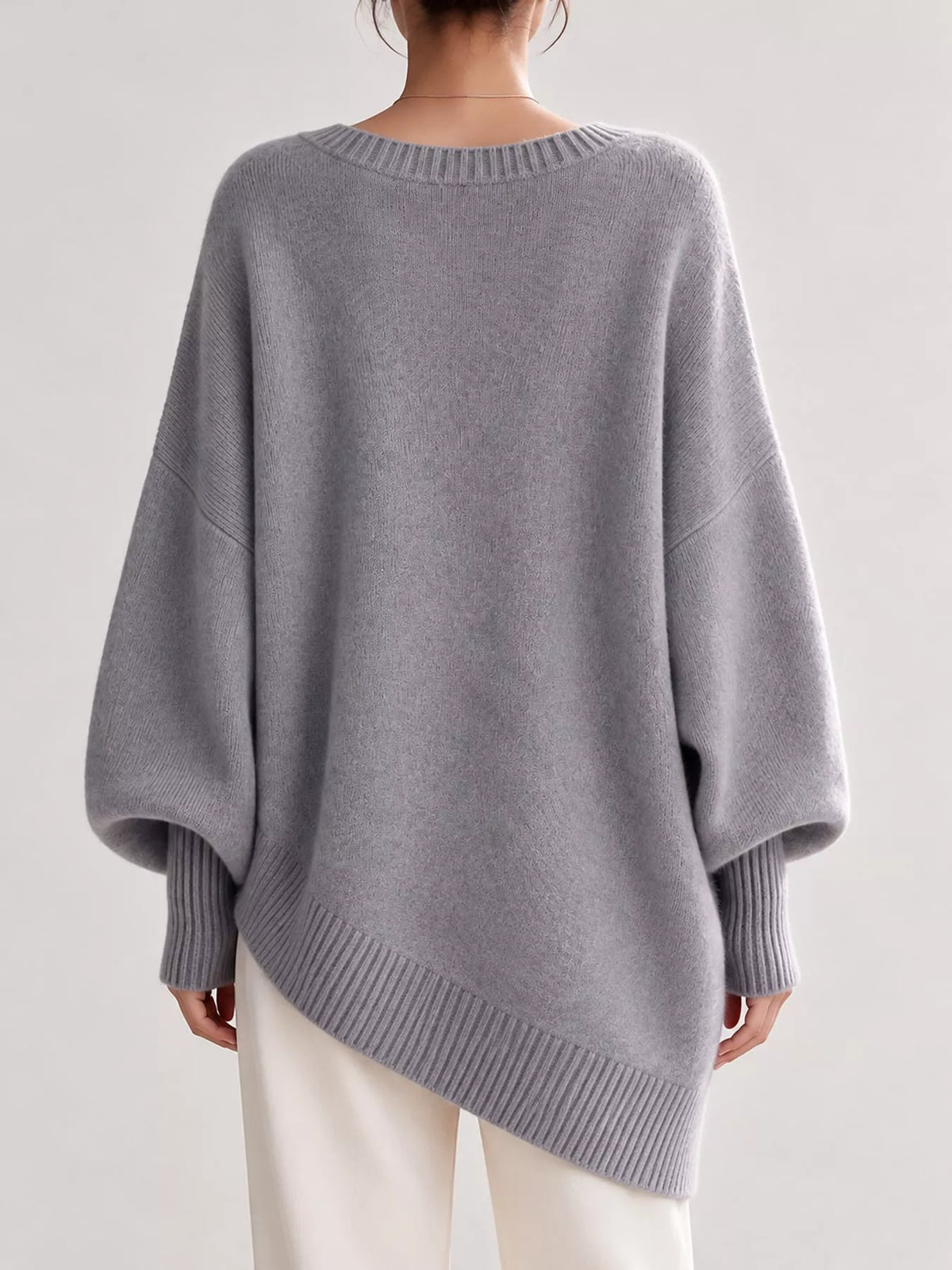 Batwing sweater, light gray back