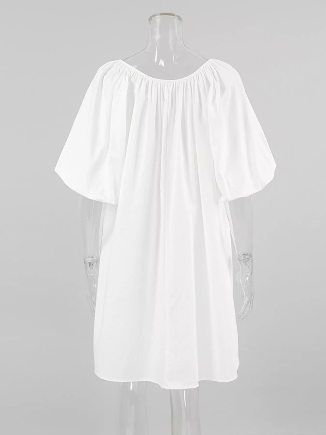Trendsi Tie Neck Puff Sleeve Lounge Dress -