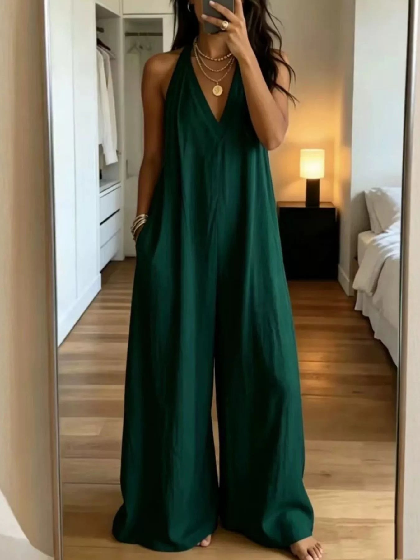 Trendsi Full Size Halter Neck Wide-Leg Jumpsuit Plus Size -