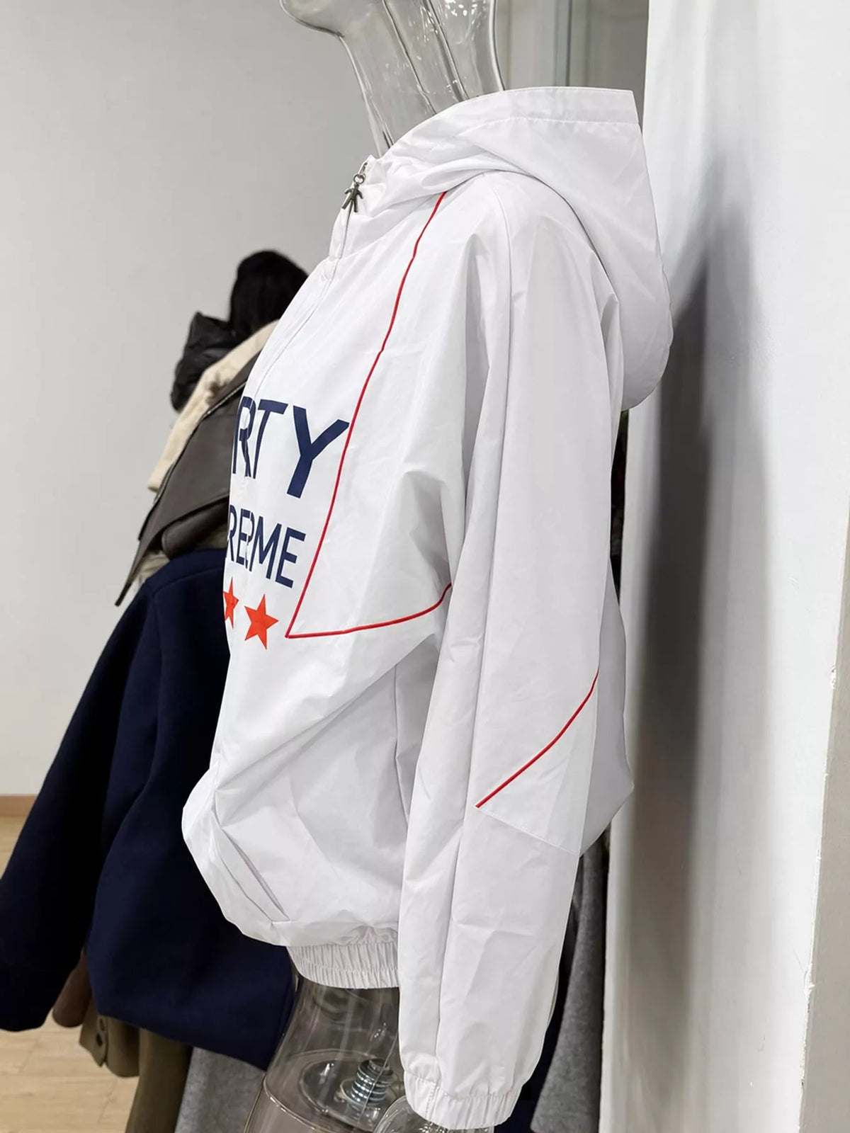 Letter Graphic Color-Block Jacket — side view