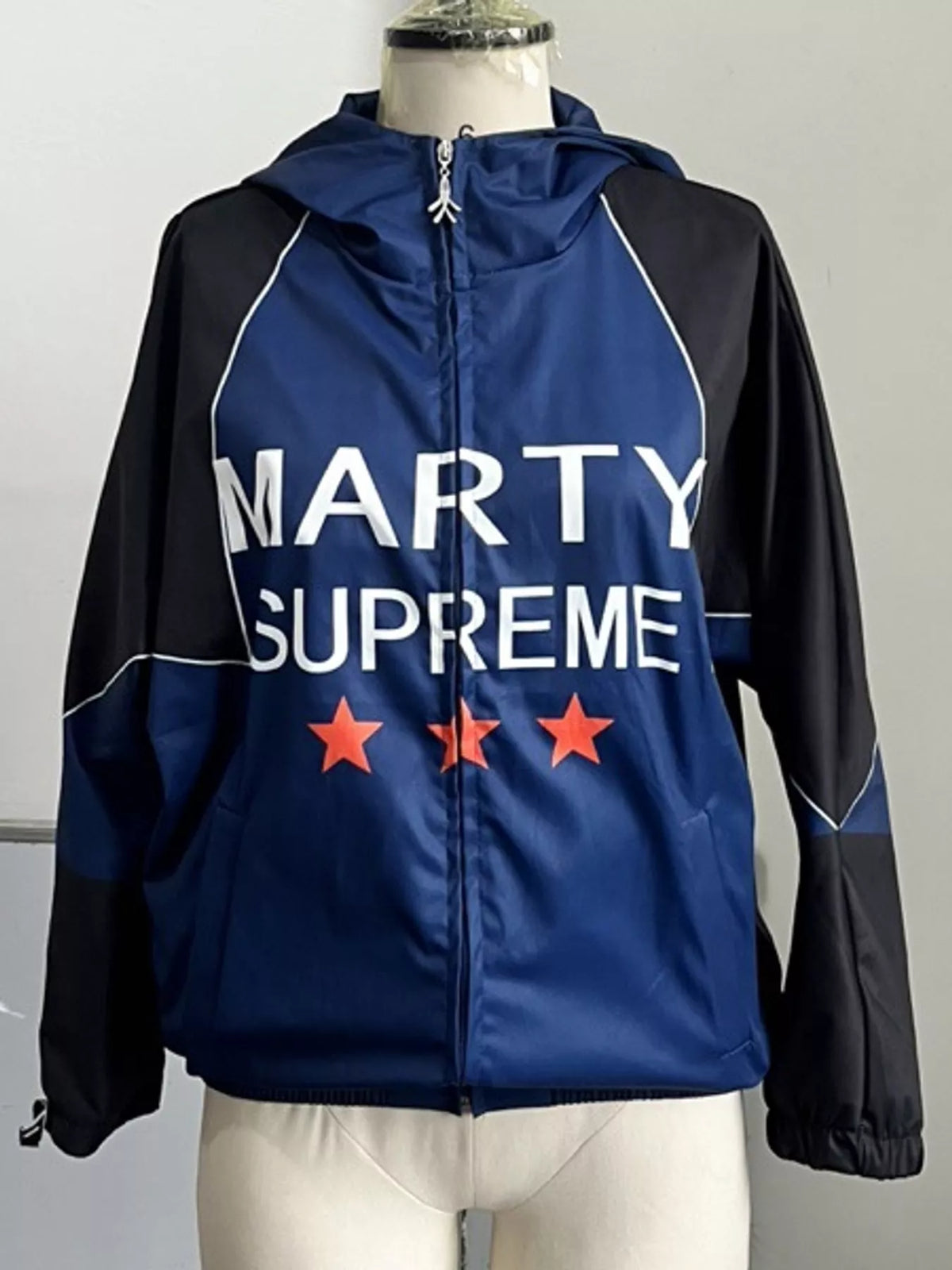 Letter Graphic Color-Block Jacket — garment front