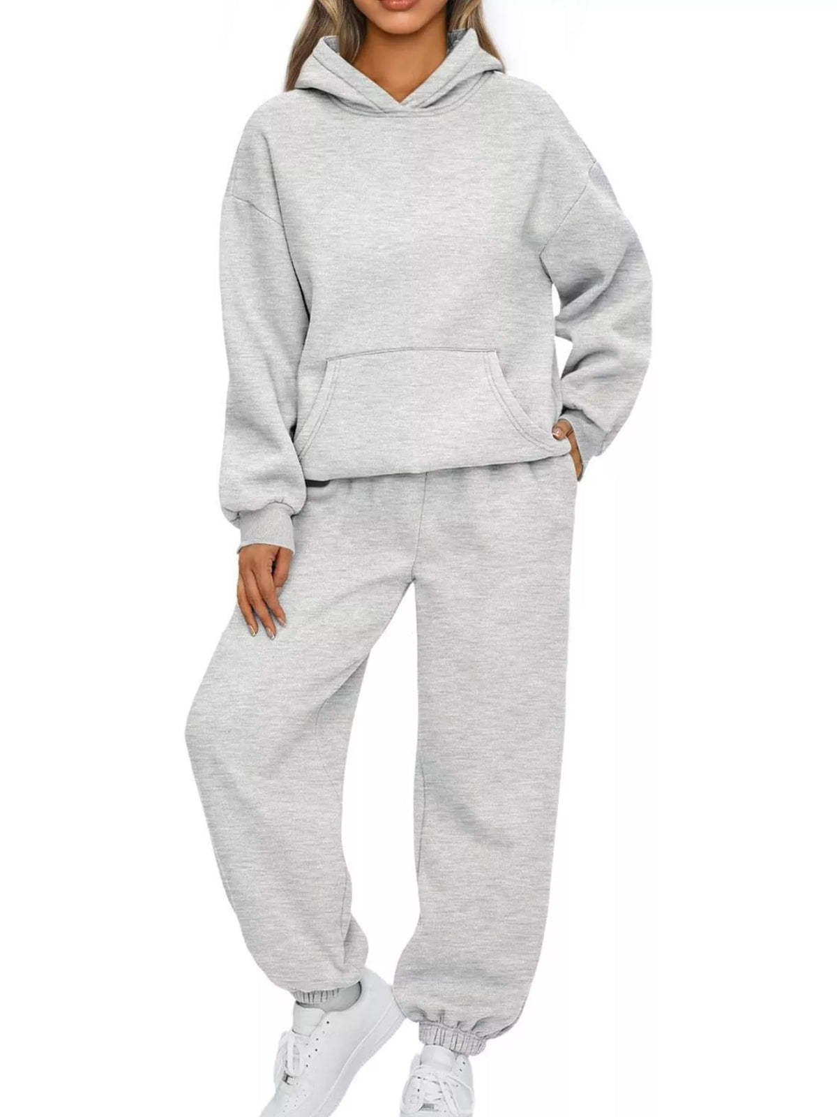 Kangaroo Pocket Hoodie and Joggers Set — front view