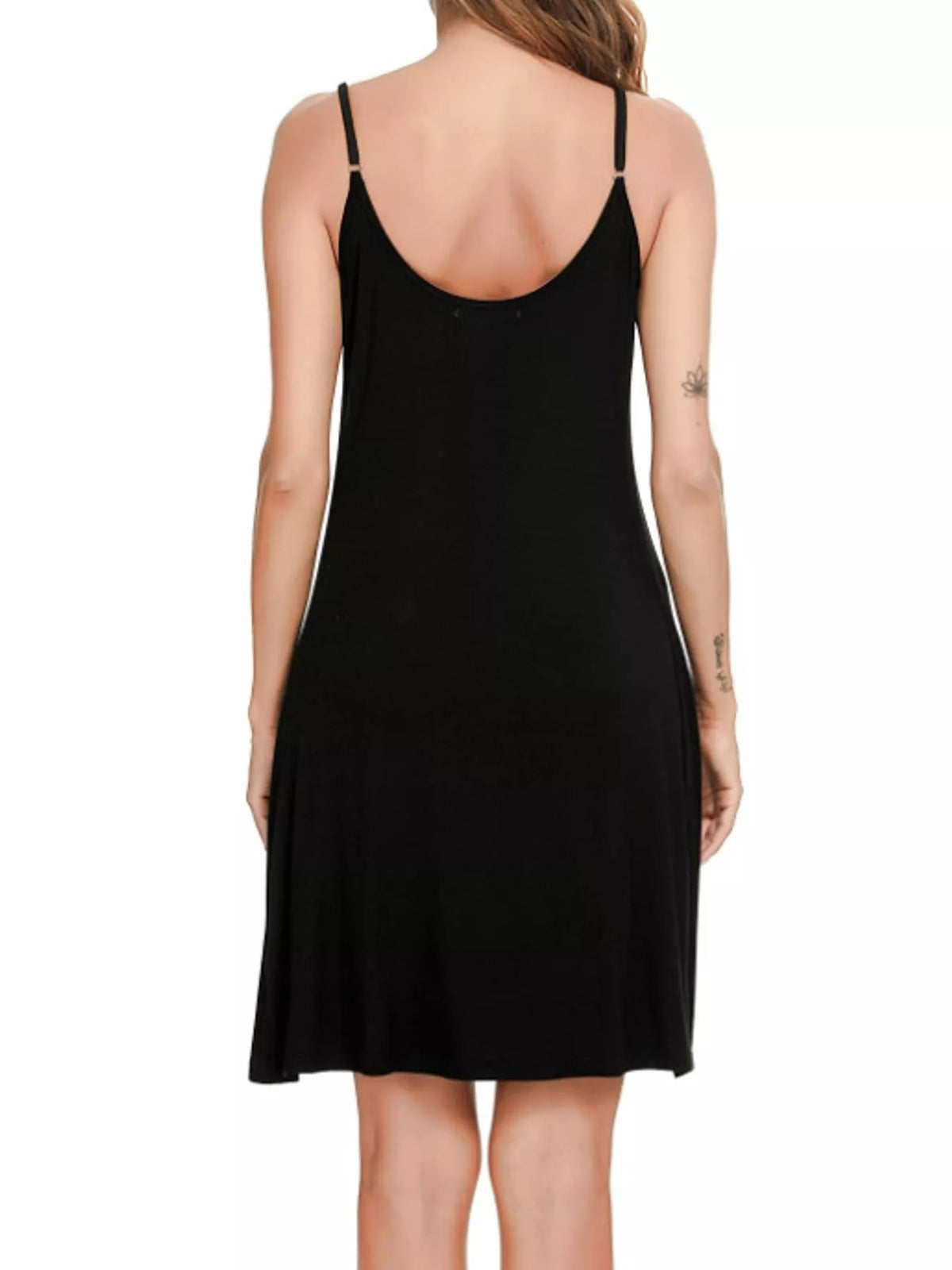 Lace Detail Spaghetti Strap Lounge Dress — back view