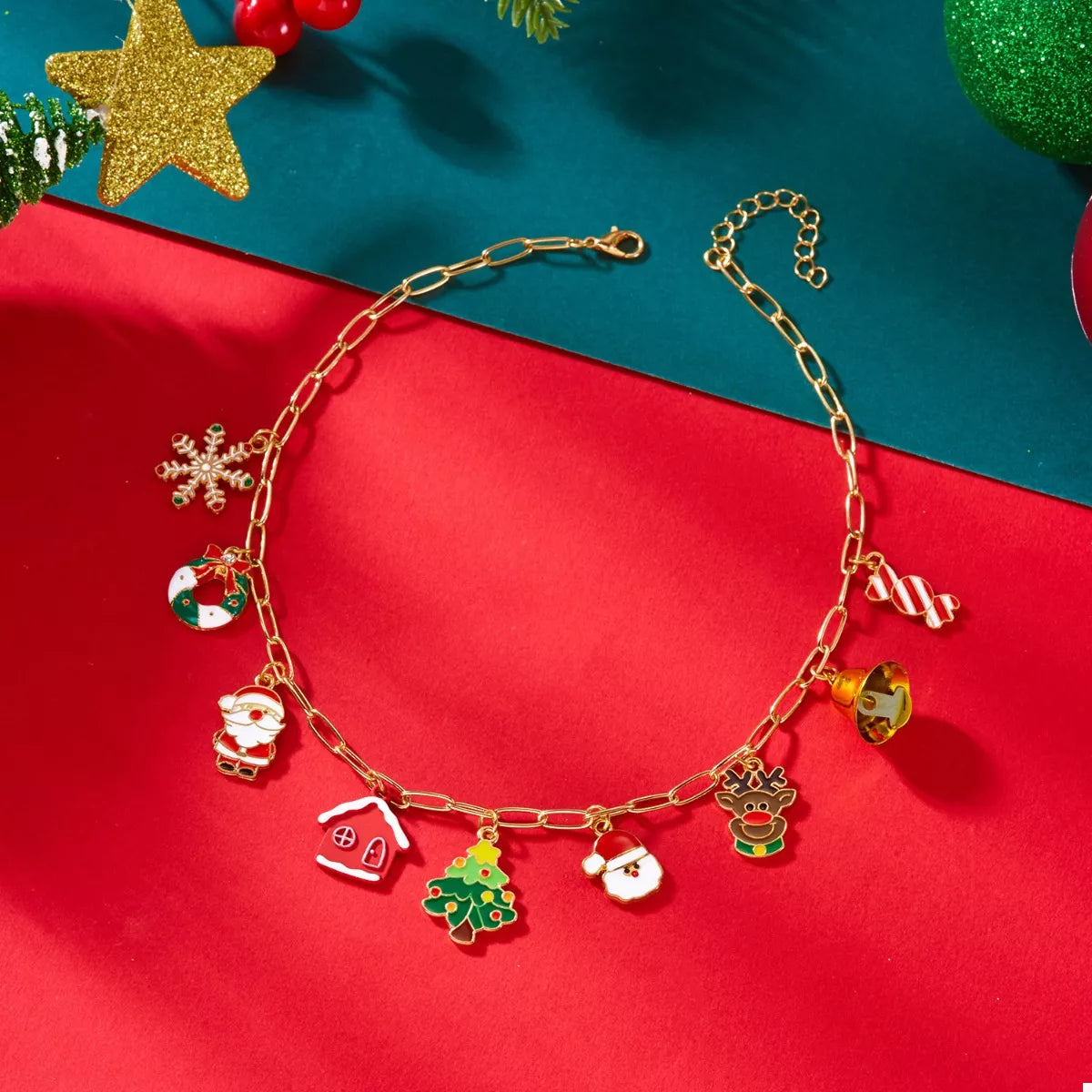 Trendsi 18K Gold-Plated Christmas Charm Necklace -