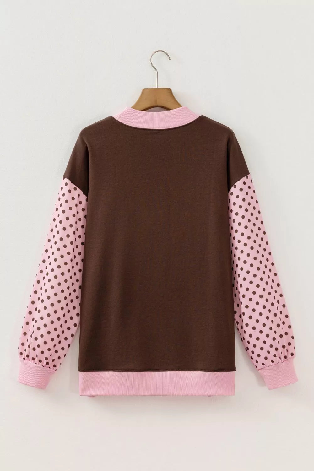 Colorblock Polka Dot Puff Sleeve Sweatshirt — garment back