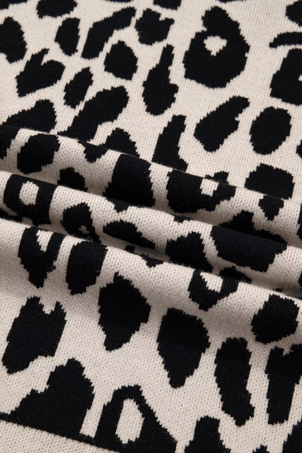 Trendsi Leopard Print High Neck Short Sleeve Sweater -