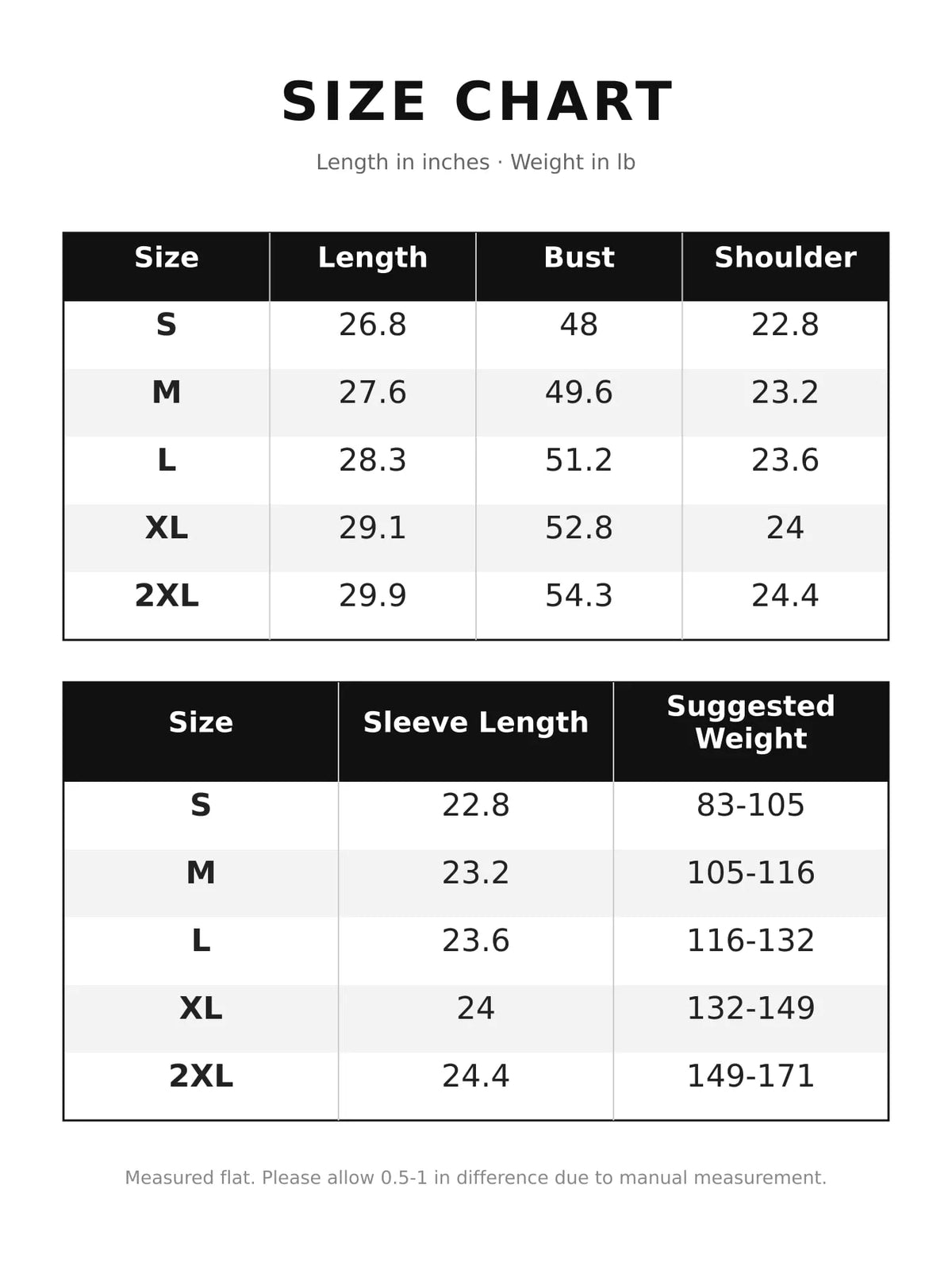 Size chart for women's faux fur collar zip up jacket