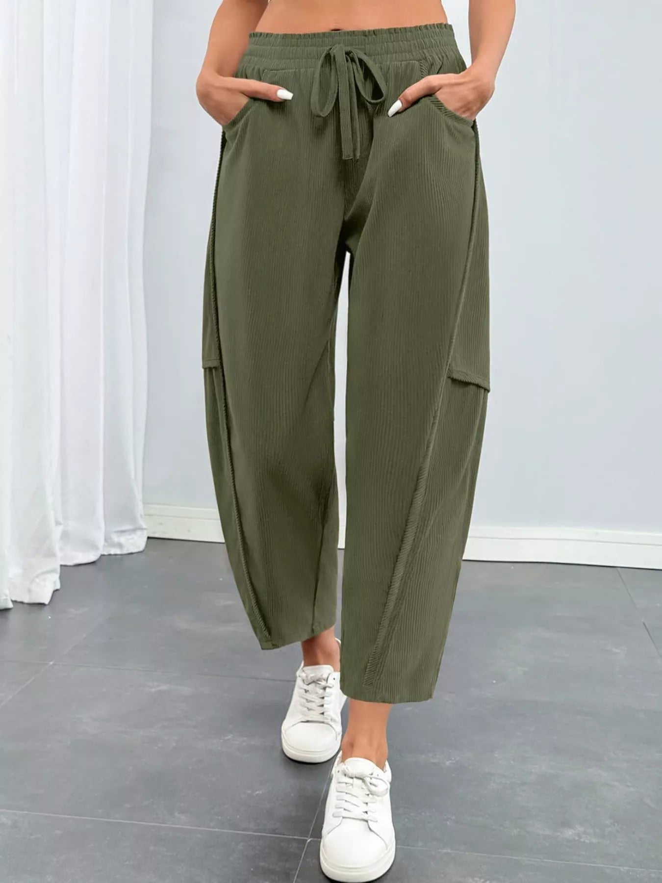 Trendsi Drawstring Corduroy Pants -