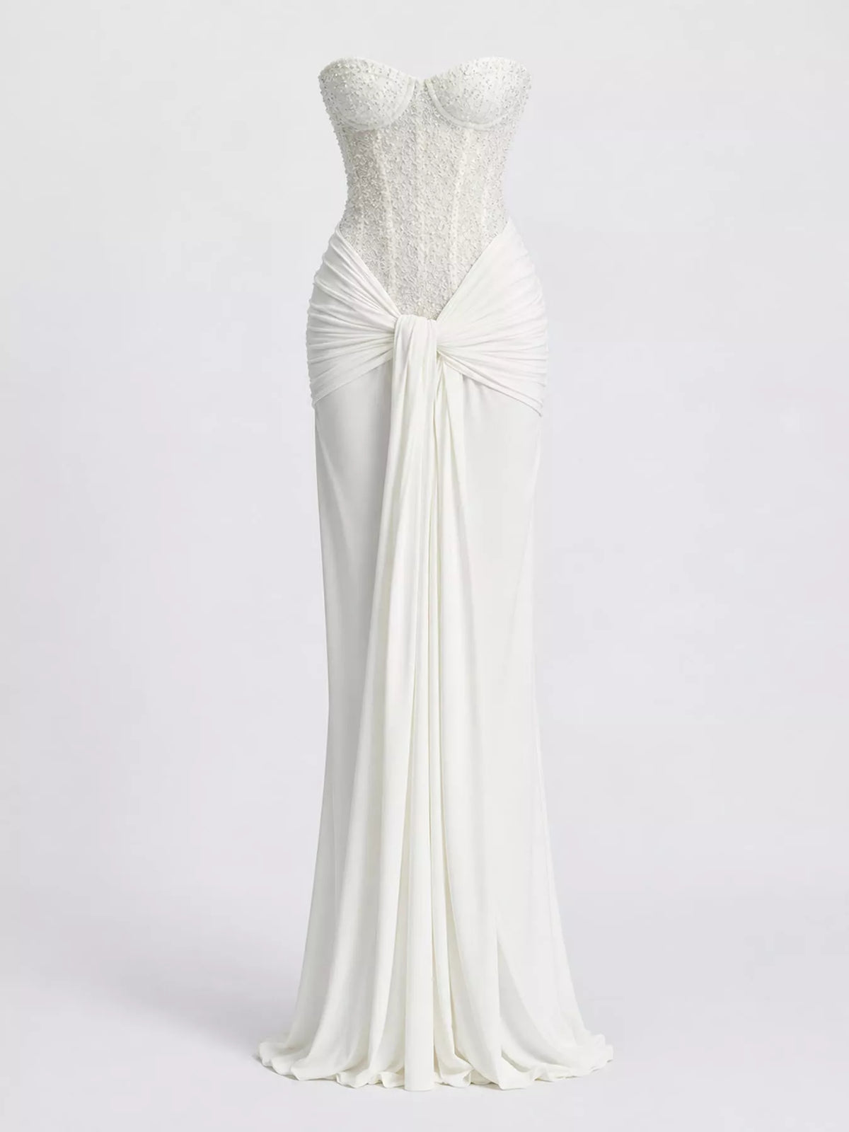 Strapless Sequin Corset Maxi Dress, front view