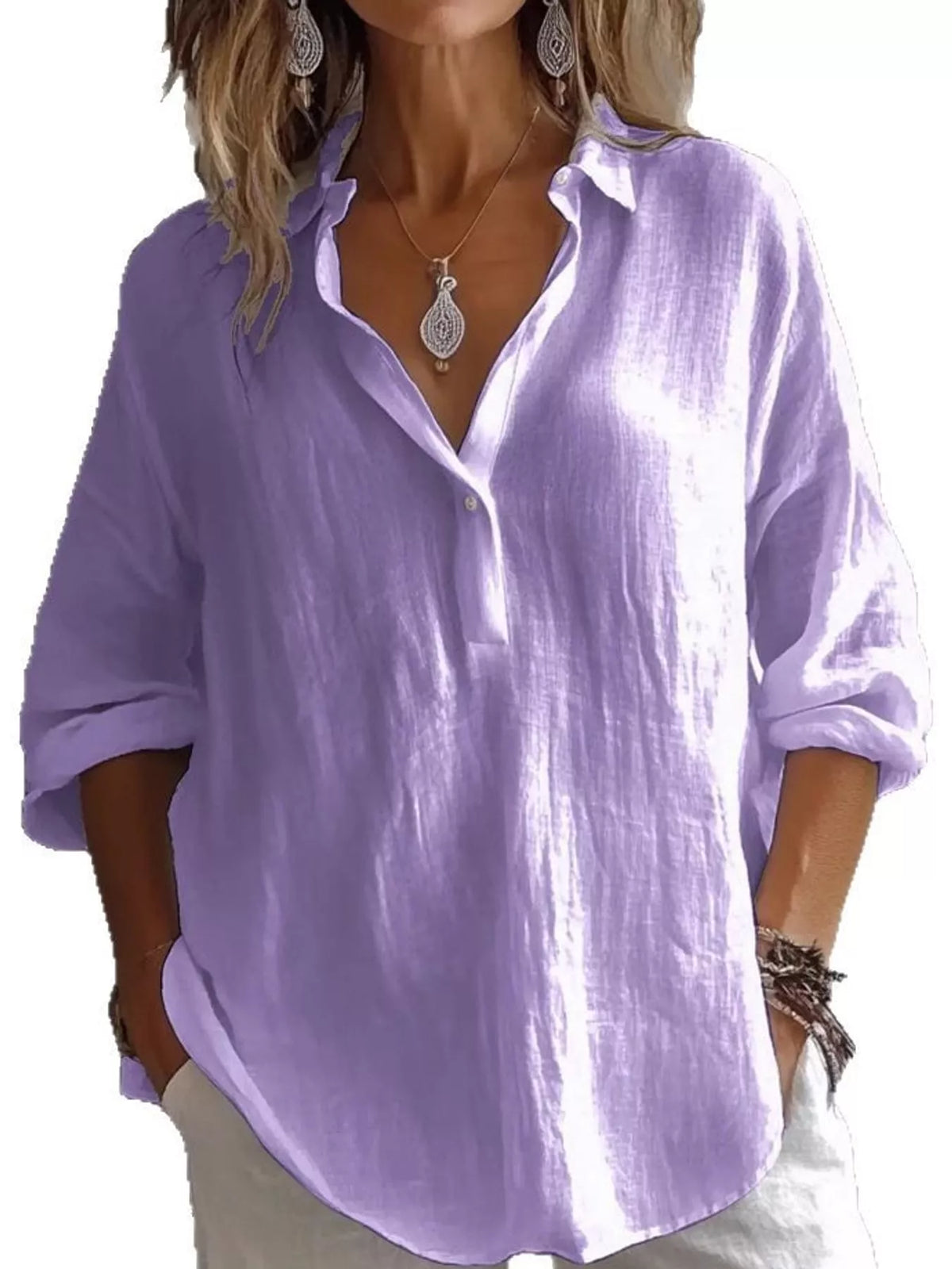 Collared blouse, purple front