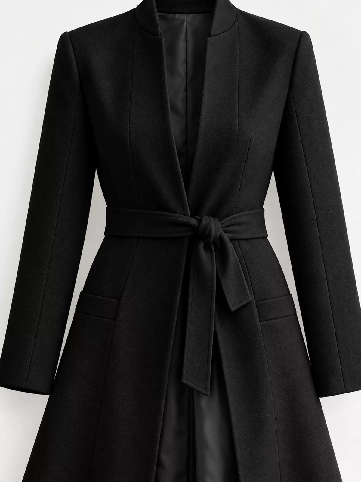 Longline Belted Trench Coat — construction details