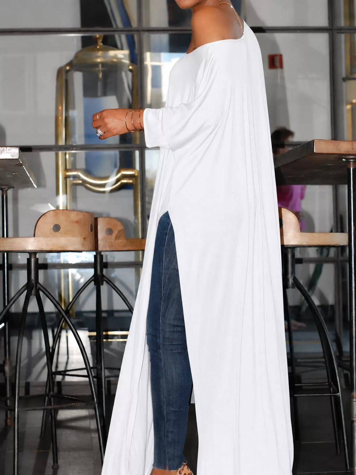 High-Slit Maxi Tunic Dress — side view