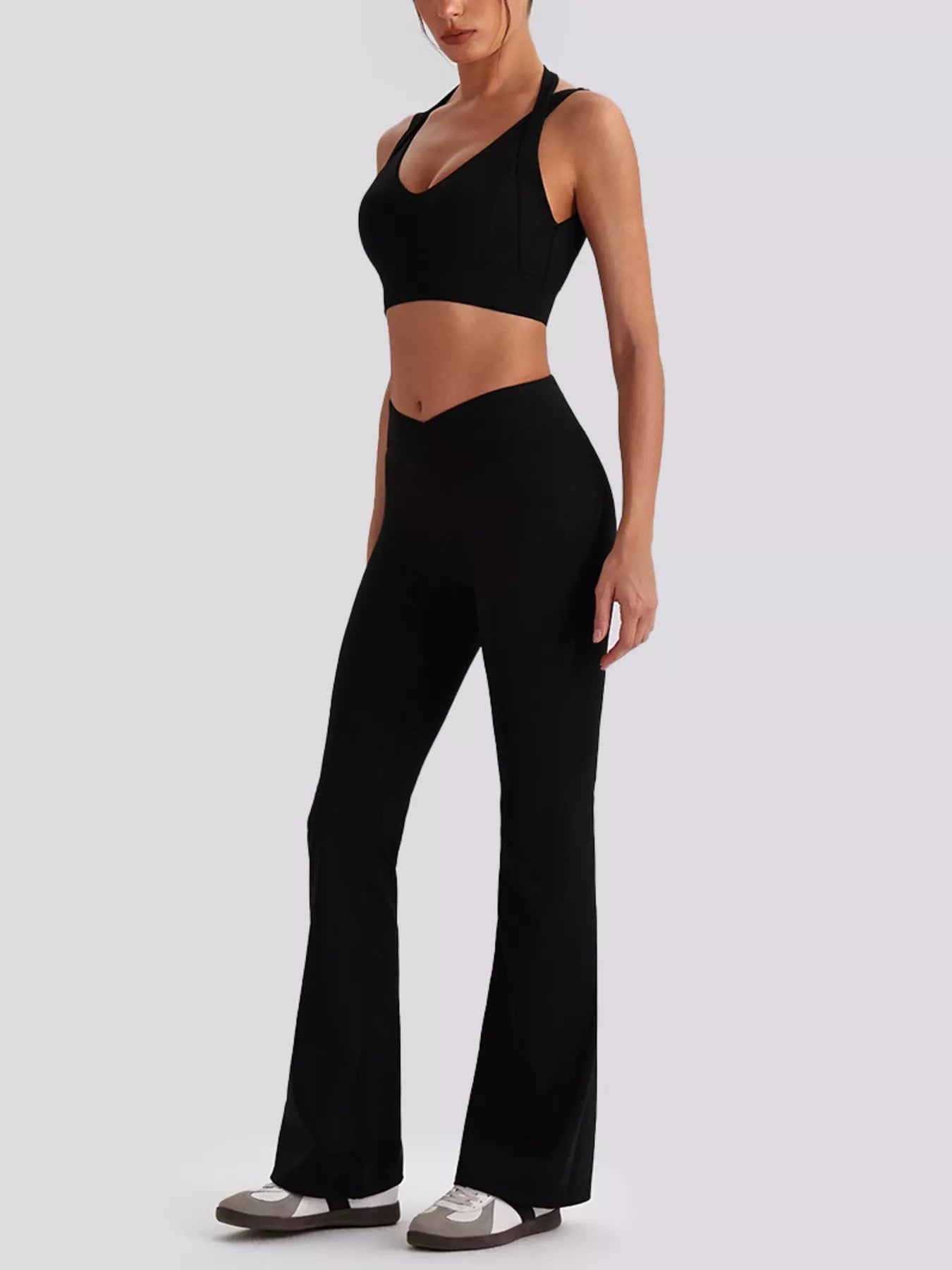 Trendsi Seamless Criss-Cross V-Neck Tank and Leggings Active Set -