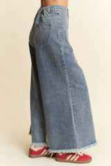 Trendsi Davi & Dani Patch Pocket Wide Leg Culotte Jeans -