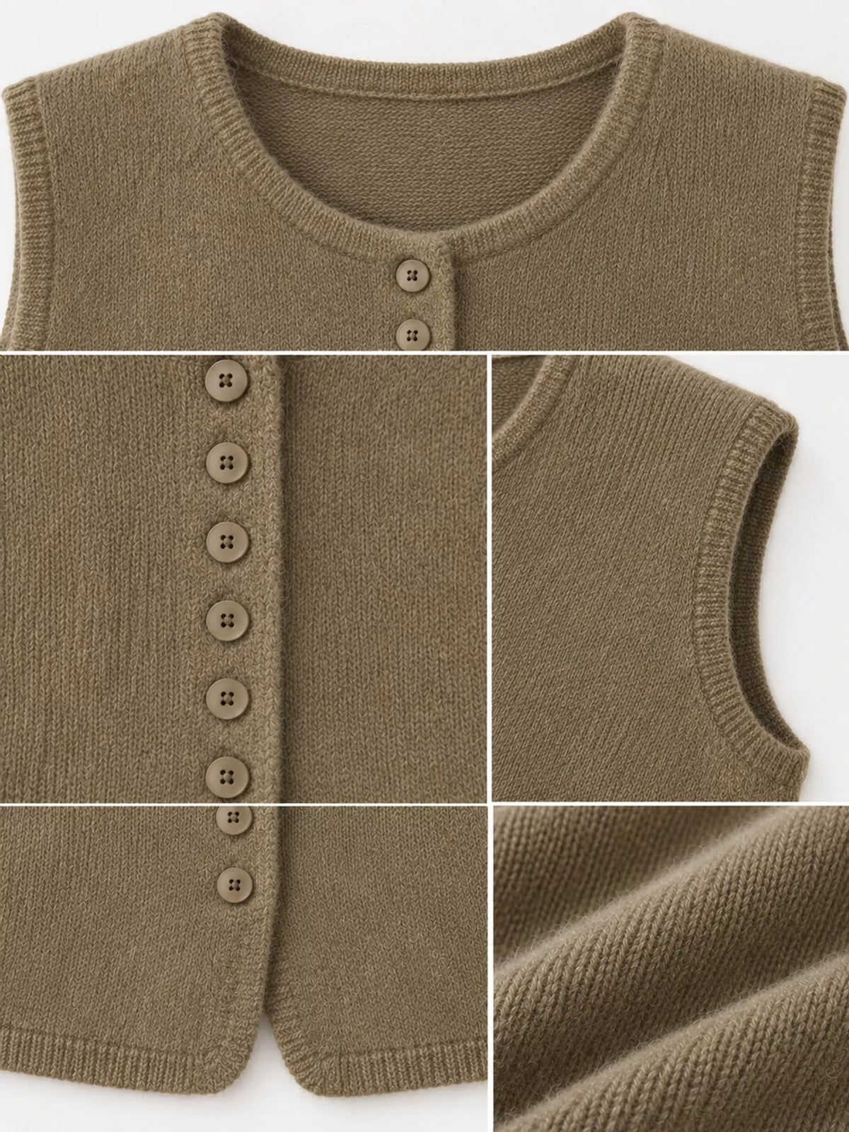 Sleeveless sweater vest, garment detail